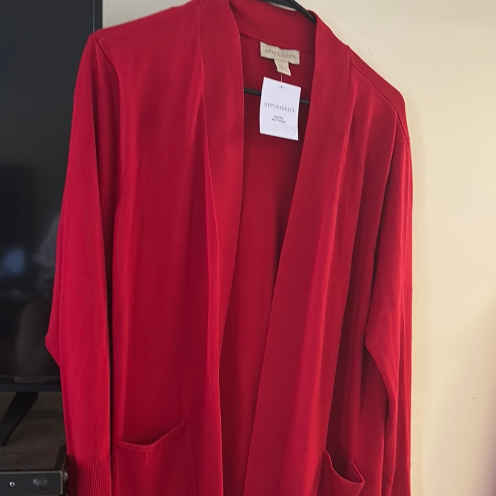 Appleberry Red Open Front Cardigan